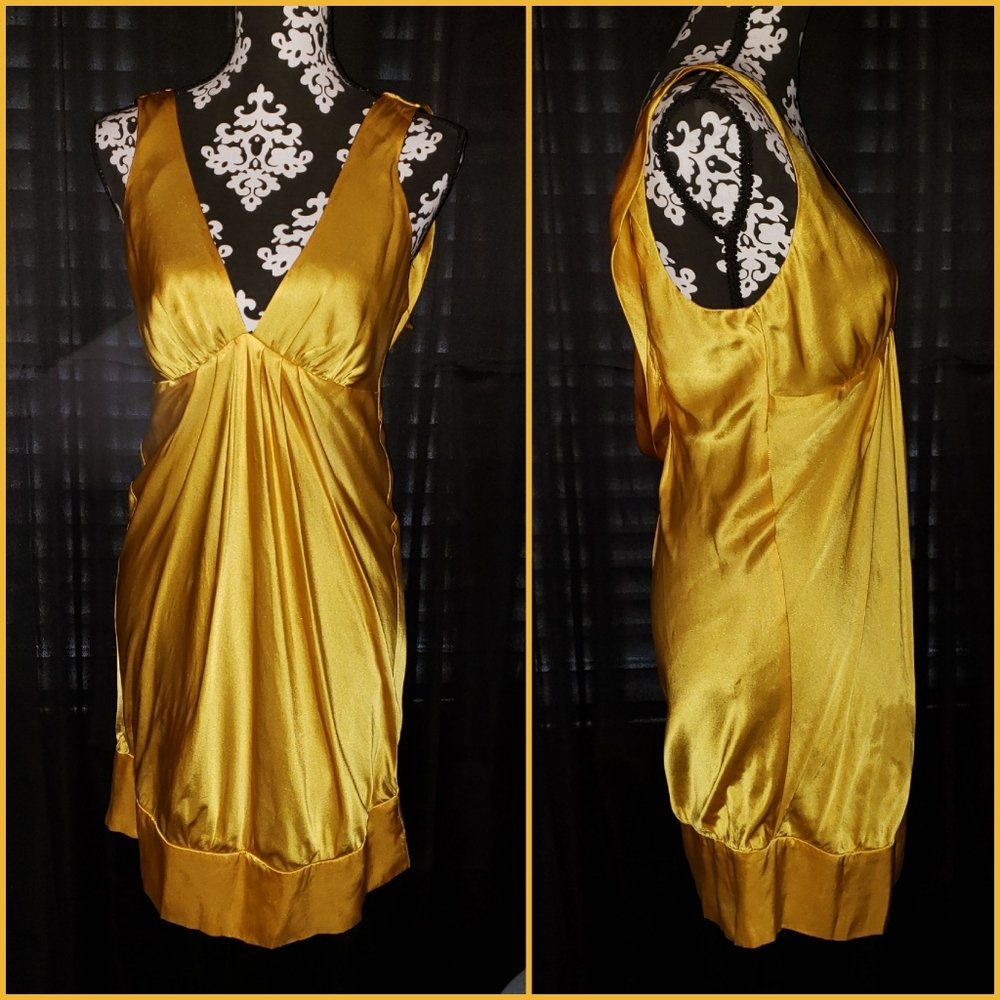 Arden B Mustard Yellow Open Back Dress